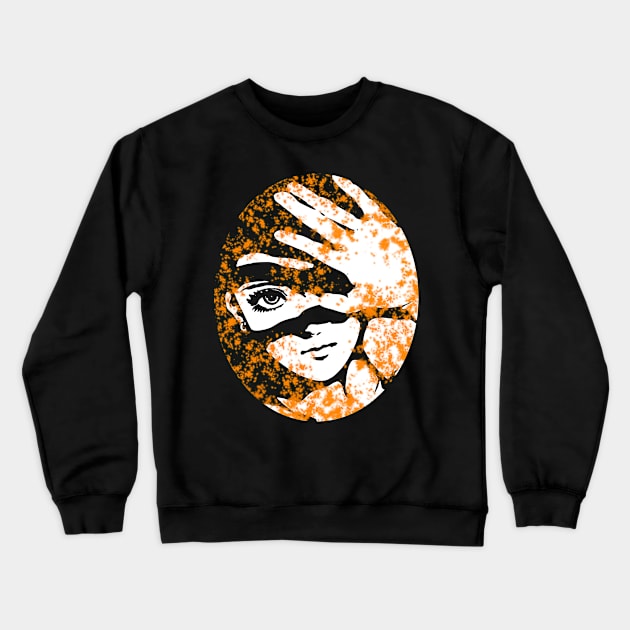 Punk Fashion Style Oval Orange Glowing Girl Crewneck Sweatshirt by Punk Fashion